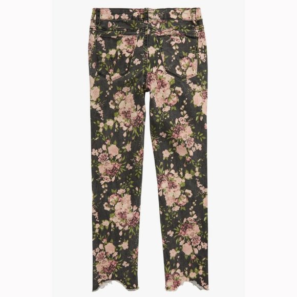 🌸2x HP!🌸 Hudson Jeans Girls Dixie Floral Print Skinny Raw Hem Jeans - Picture 4 of 15